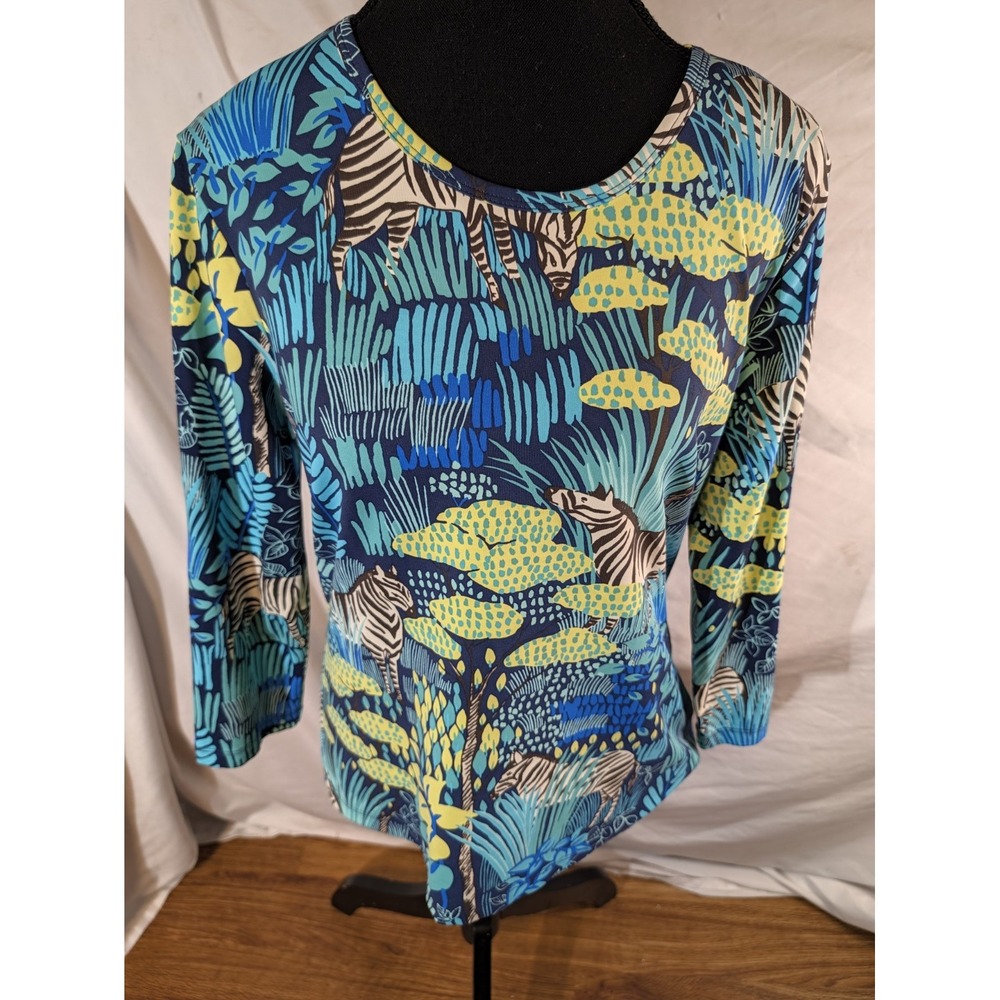 J Mclaughlin Size Large Long Sleeve Zebra Print Shirt